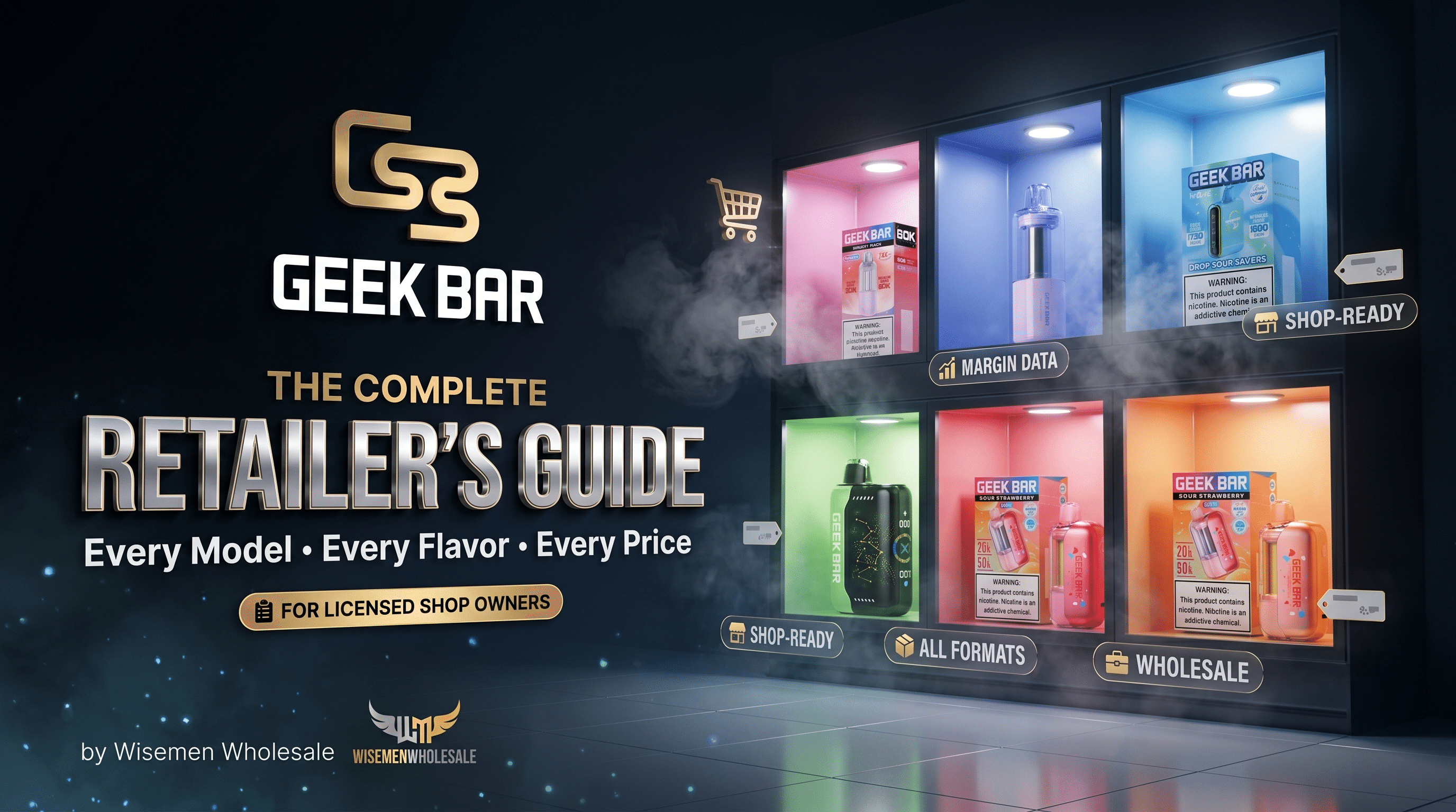 Geek Bar wholesale lineup Pulse 15K Pulse X 25K CLR 50K Mate 60K Skyview 25K display
